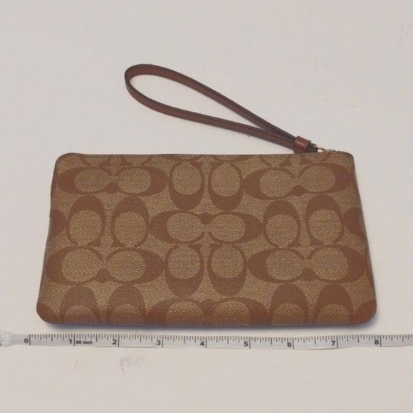 NEW Coach Large Faux Leather Wristlet Wallet with Signature Brown Logo - Picture 3 of 7